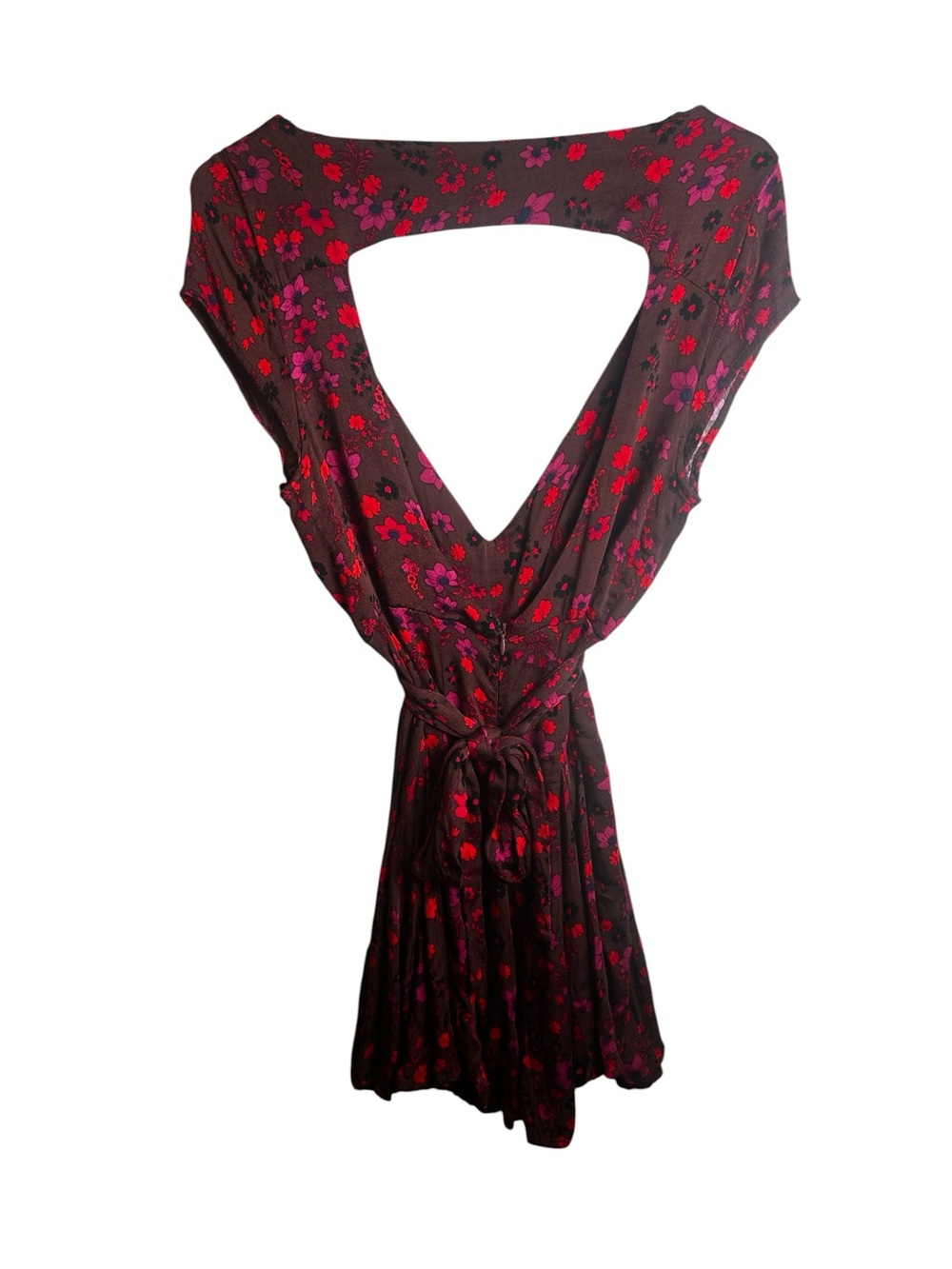 NWOT Free People It Takes Two Wrap Dress Small Floral Tie Back Cutout - Picture 3 of 6